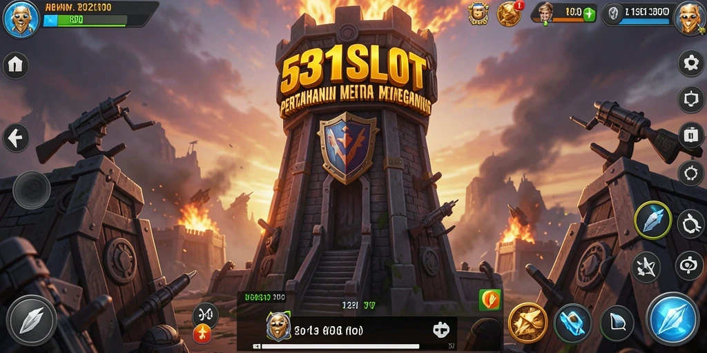 Screenshot gameplay <strong>531SLOT</strong> menampilkan aksi menara dalam menghadapi gelombang musuh.