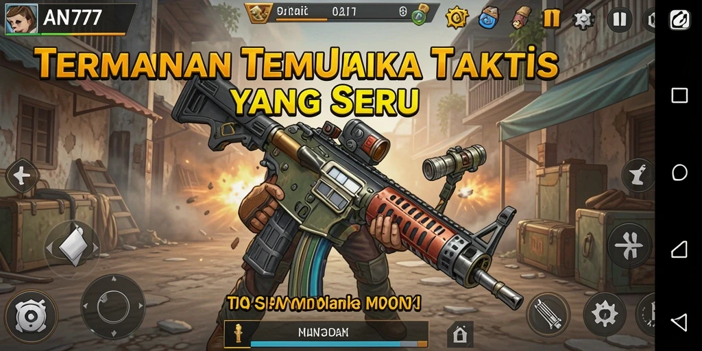 Tampilan gameplay mendebarkan dalam AN777 dengan aksi taktis.