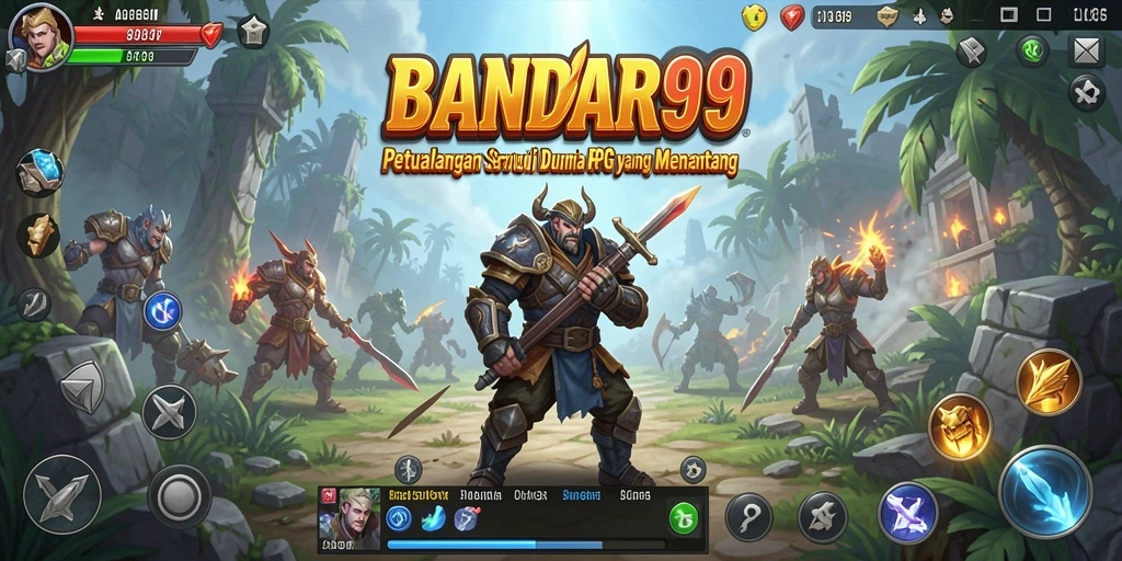 Screenshot utama BANDAR99 menunjukkan aksi seru dalam pertempuran RPG.