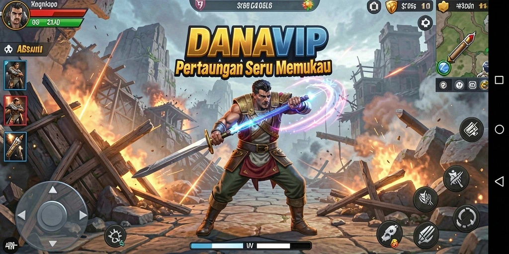 Tampilan menegangkan saat karakter bertarung di arena.