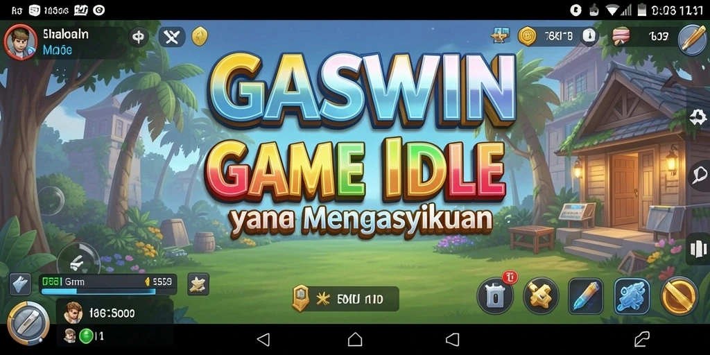 Tampilan gameplay GASWIN yang penuh warna dalam suasana Idle.