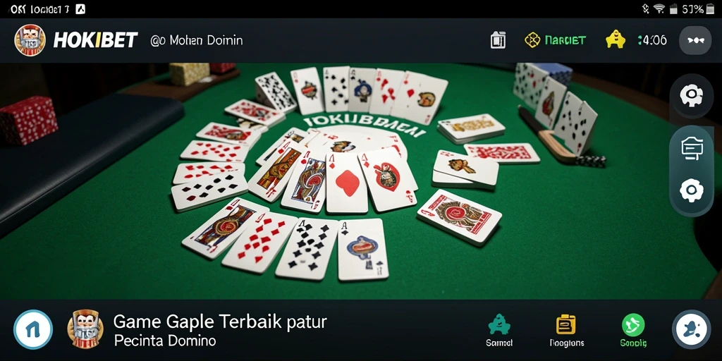 Screenshot gameplay HOKIBET yang menunjukkan kartu Gaple di meja.