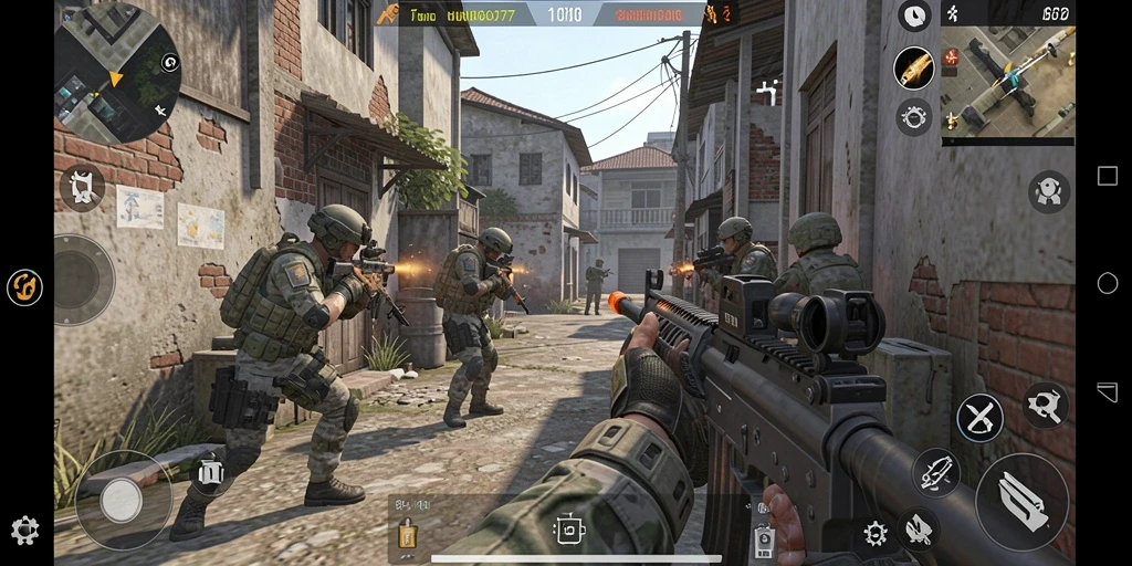 Screenshot gameplay HUGO77 yang menunjukkan aksi tembak menembak yang mendebarkan.