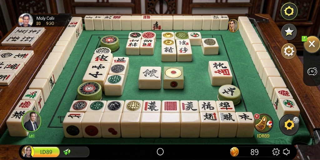 Tampilan utama gameplay Mahjong di IDR89 yang seru.