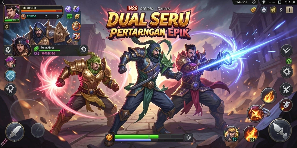 Tangkapan layar menunjukkan pertarungan seru antara dua karakter di IN88.