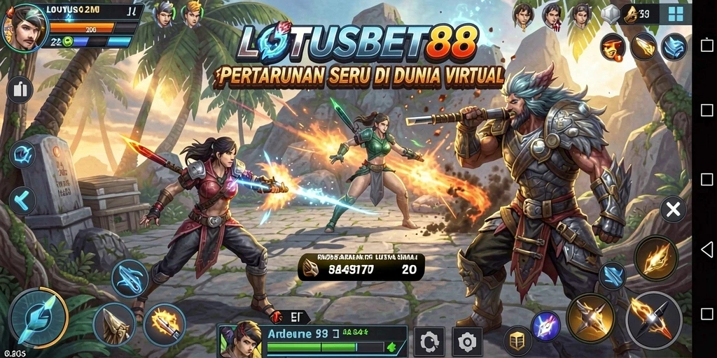 Screenshot LOTUSBET88 menampilkan aksi pertarungan yang intens dan seru.