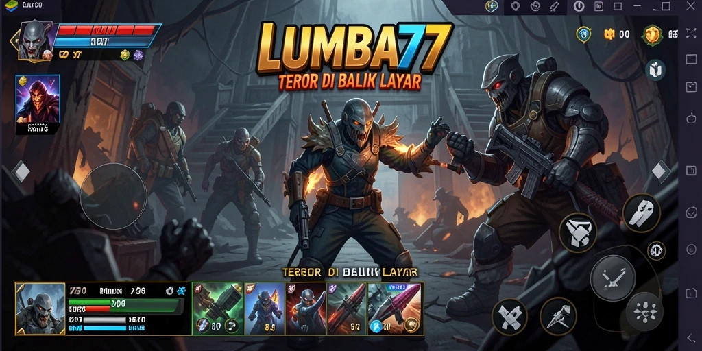 Screenshot menampilkan gameplay horor menegangkan dari LUMBA77.