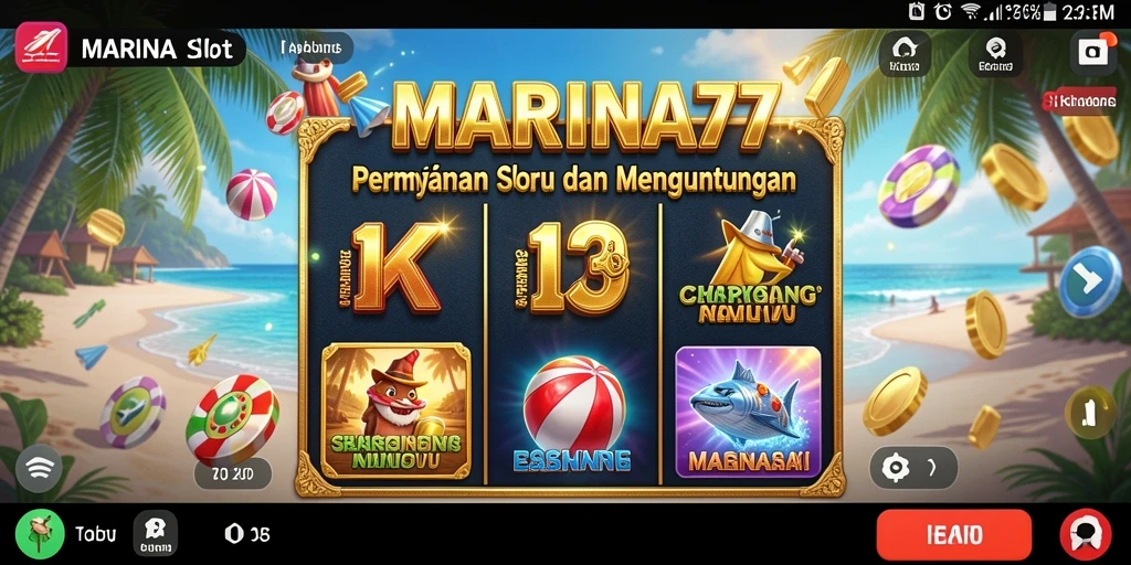 Screenshot gameplay <strong>MARINA77</strong> dengan tema slot yang menarik.