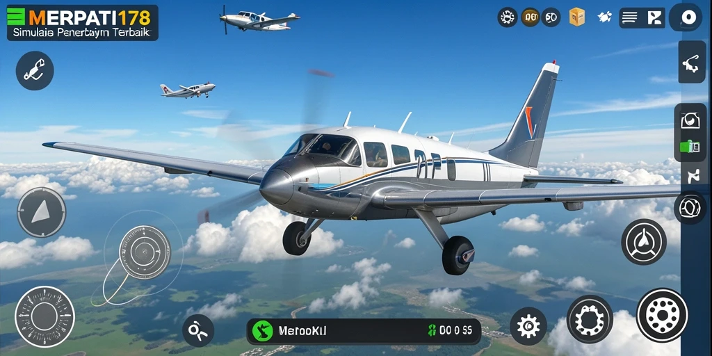 Gameplay MERPATI178 dengan suasana penerbangan yang mendalam.