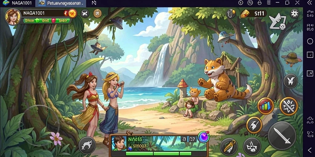 Tampilan gameplay NAGA1001 yang ceria dan menghibur.