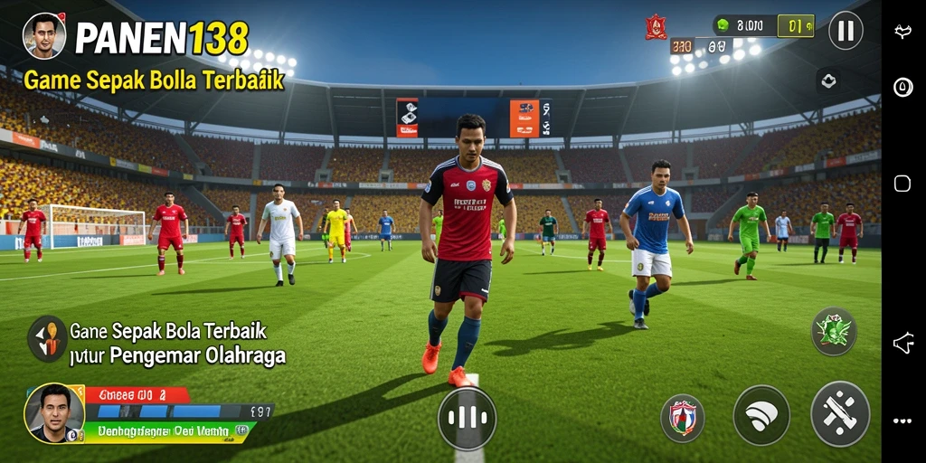 Tampilan menarik dari gameplay sepak bola yang mendebarkan.