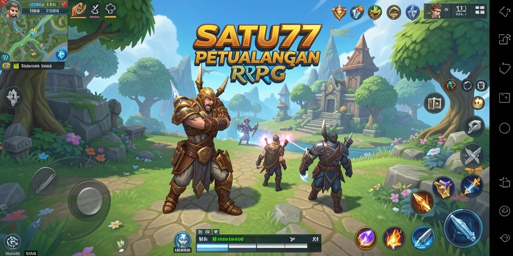 Tangkapan layar dari gameplay RPG yang mendebarkan di SATU77.