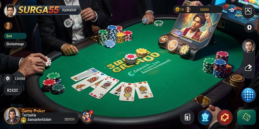 Tampilan dinamis dari pertandingan poker SURGA55 yang seru.