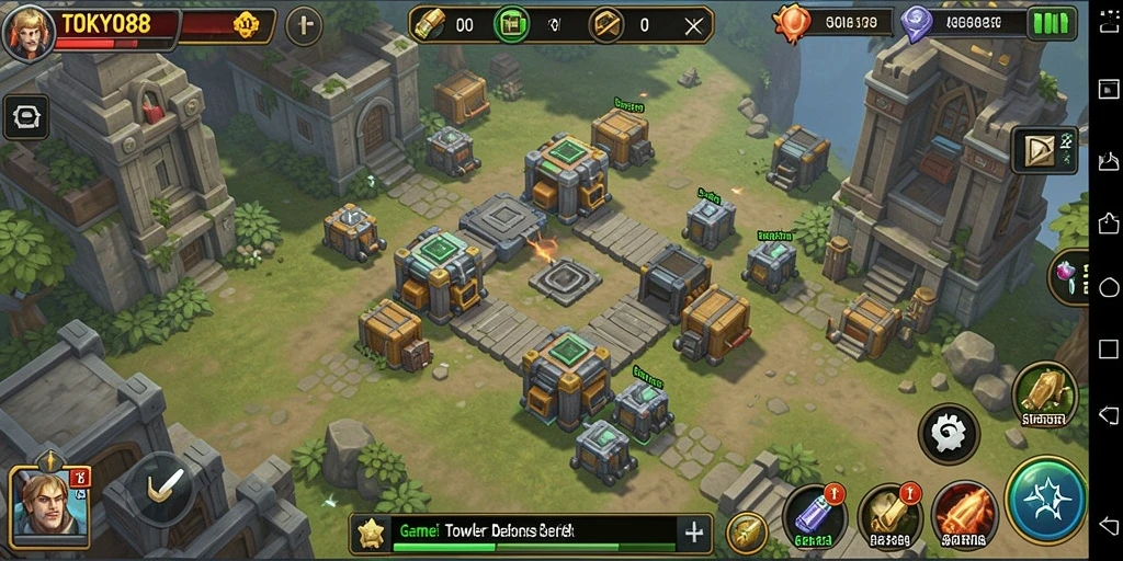 Gameplay seru di TOKYO88 dalam mode Tower Defense.