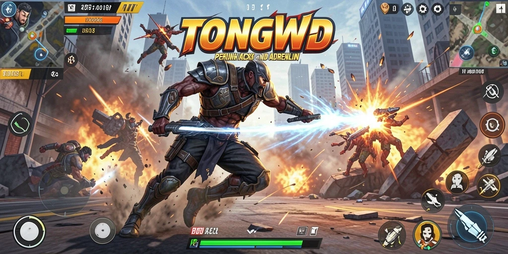 Gameplay TONGWD yang penuh aksi dan pertarungan seru.