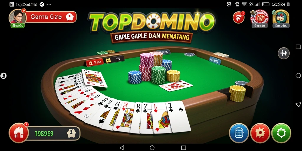 Tampilan gameplay seru dalam permainan Gaple TOPDOMINO.