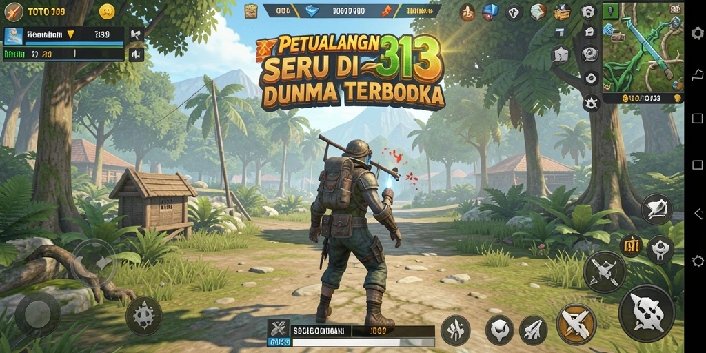 Screenshot utama TOTO313 menampilkan petualangan seru di dunia terbuka.