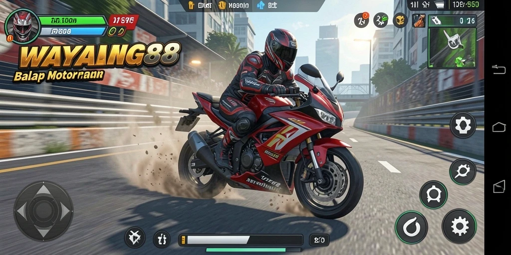 Tampilan gameplay seru dengan motor balap yang cepat dan grafis menawan.